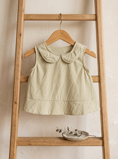 Peter Pan Collar Top & Ruffle Shorts Set
