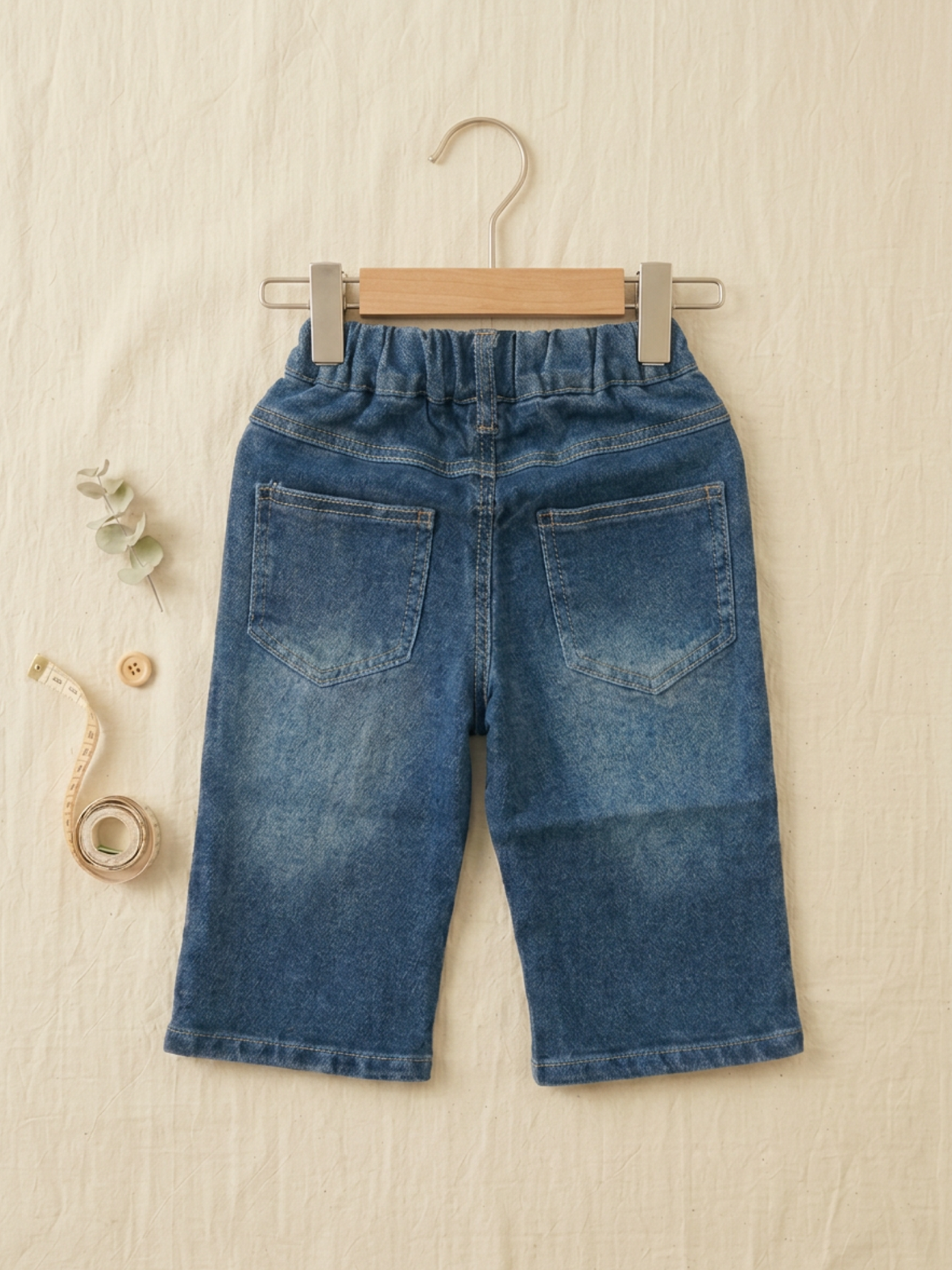 Girls' Heart Print Denim Jeans