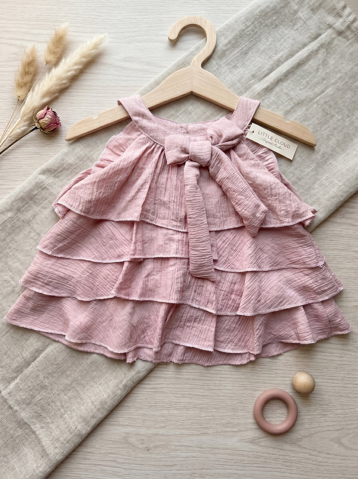 Dusty Pink Tiered Ruffle Halter Set
