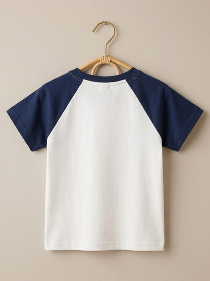 Girl's Navy Contrast Sleeve Tshirt with Character Patch