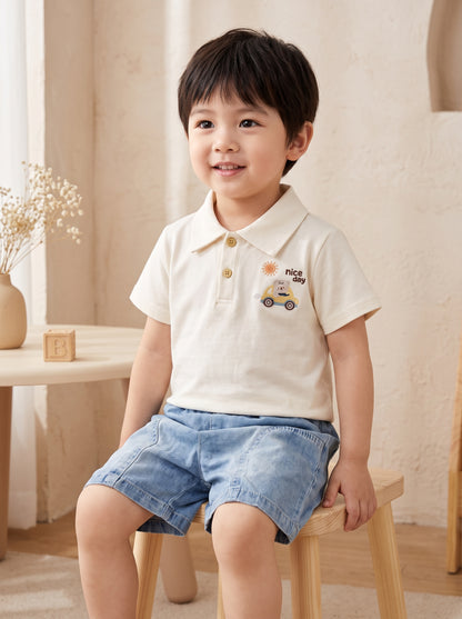 Polo Shirt & Denim Shorts Set