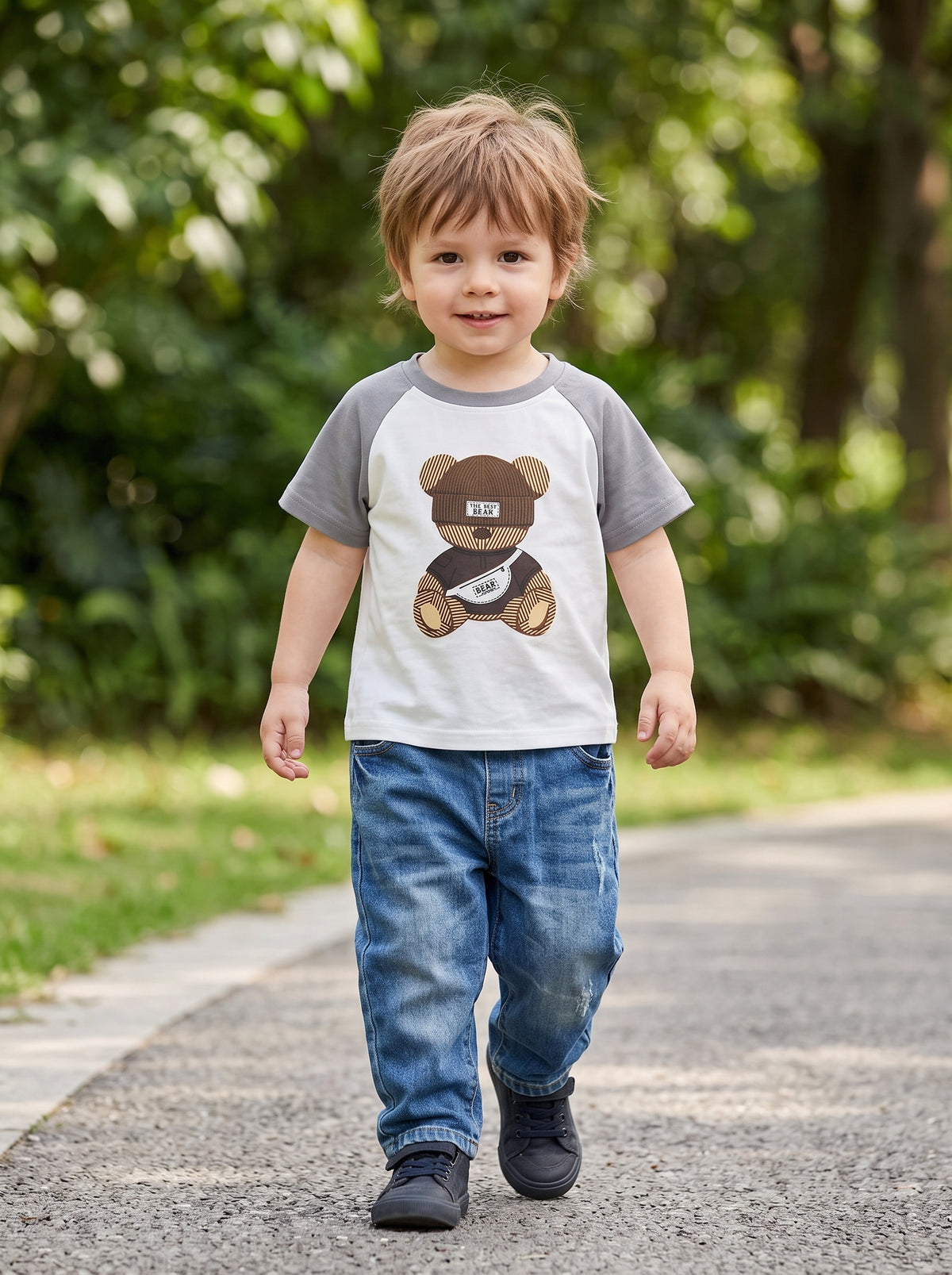 Little Explorer Bear Graphic T-Shirt