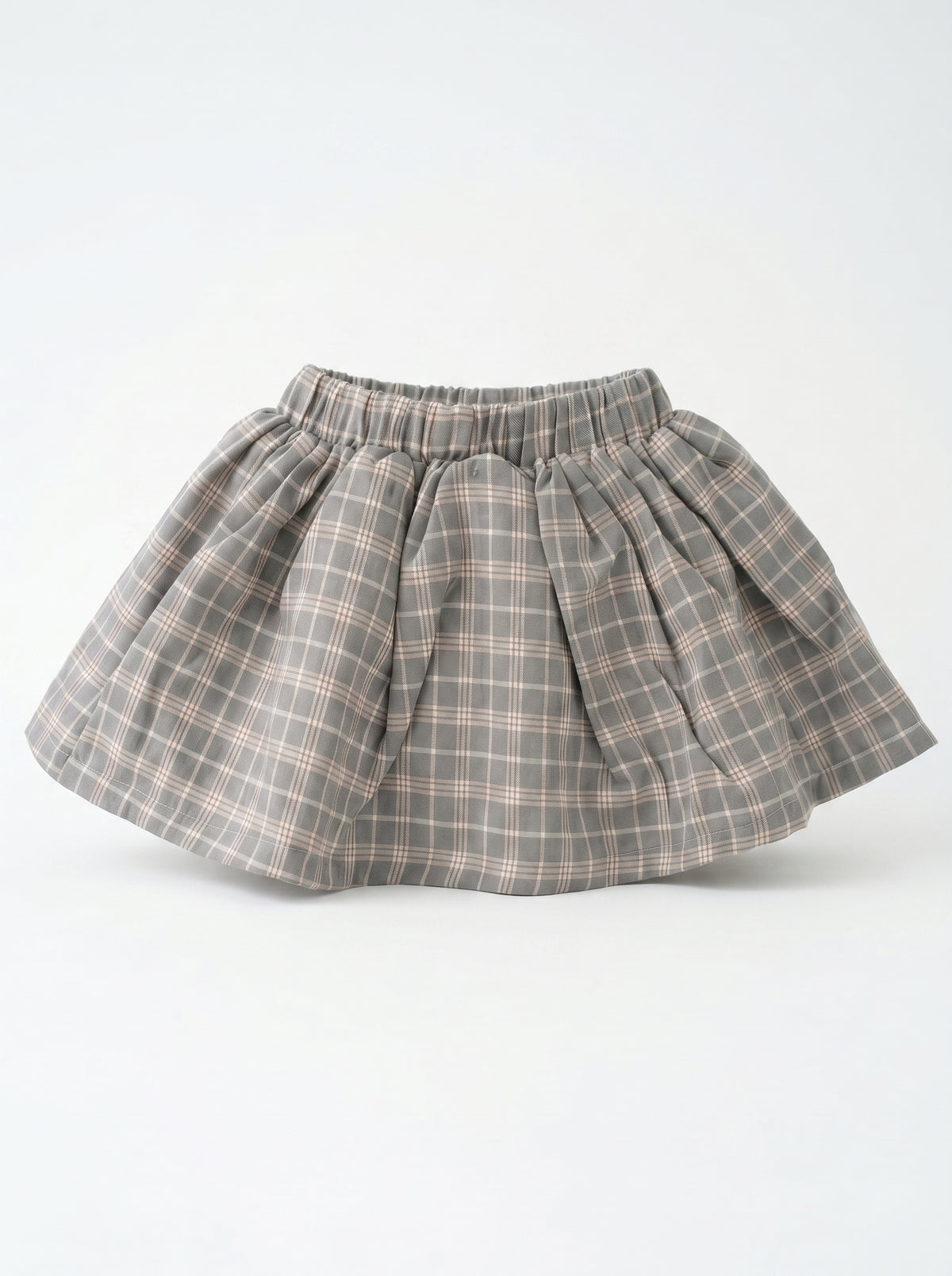 Girls' Baby Blue Polo Top & Grey Plaid Skirt Set